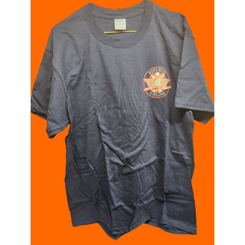 Port & Company Republic Airline Aircraft Maintenance Tee Large - NEW‎
